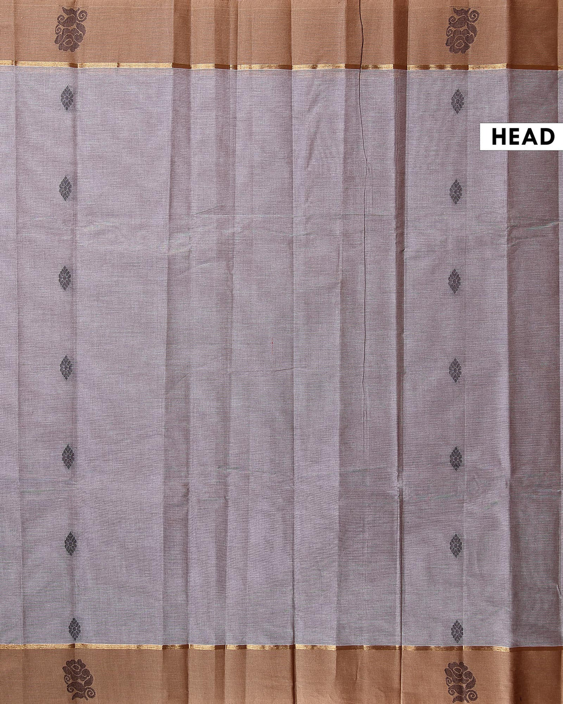 Elegant Kovai Cotton Saree with Fine Textured Weave and Floral Motif Border - Grey