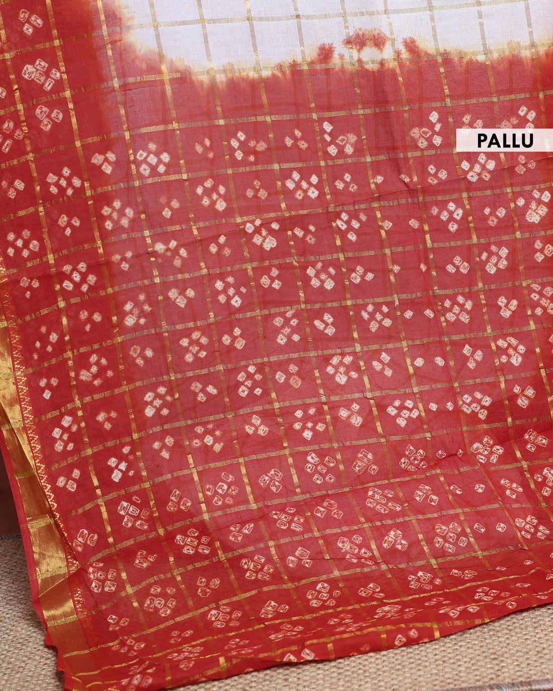 Elegant Bandhani Saree with Traditional Tie-Dye Motifs and Zari Border - White