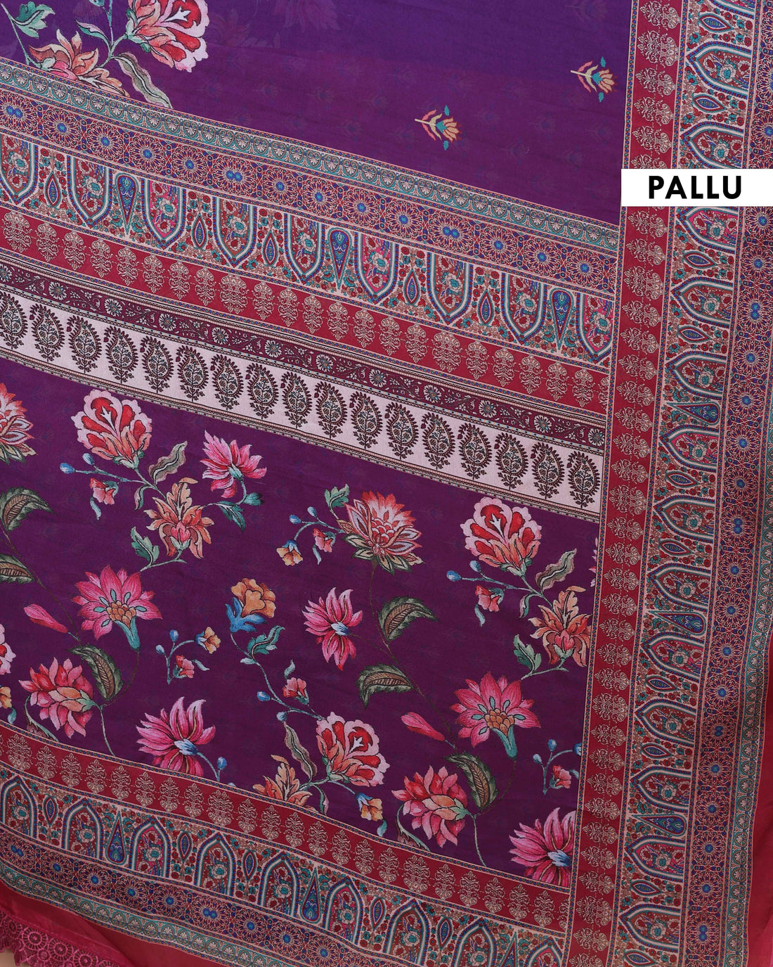 Elegant Violet Georgette Saree with Multicolour Floral Print