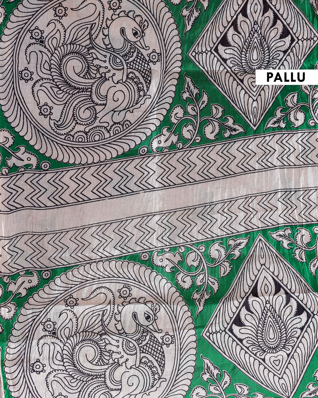 Traditional Handloom Kalamkari Cotton Saree with Intricate Floral and Avian Motifs - Yellow