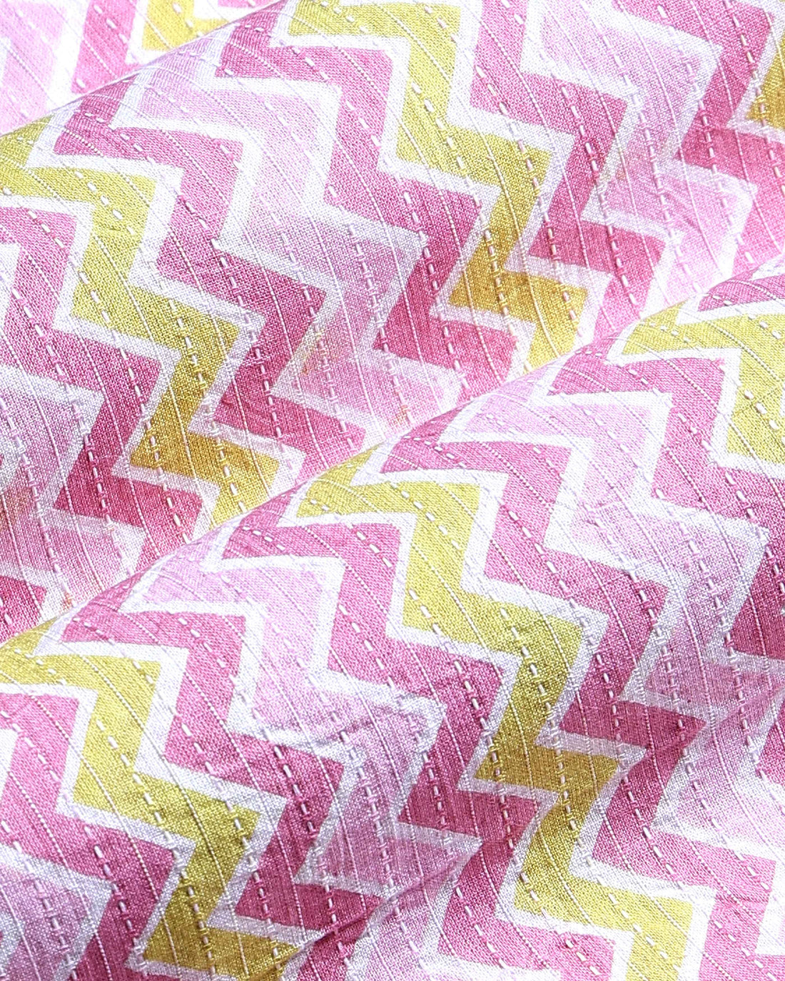 Women’s Handloom Cotton 1 Meter Blouse Material with Zigzag Pattern - Multi