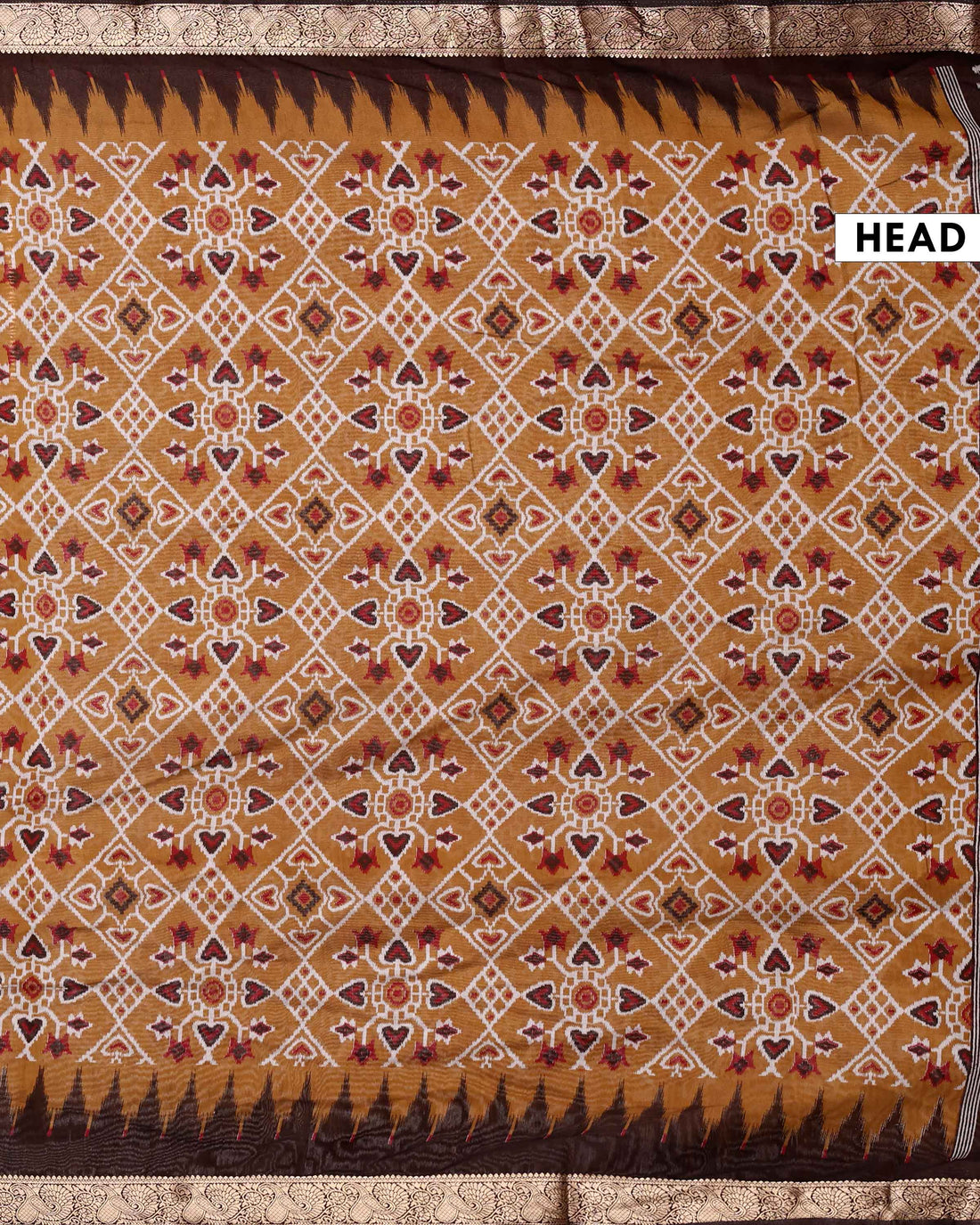 Elegant Semi Chanderi Saree with Intricate Geometric & Ikkat Inspired Motifs and Tal Zari Border- Yellow