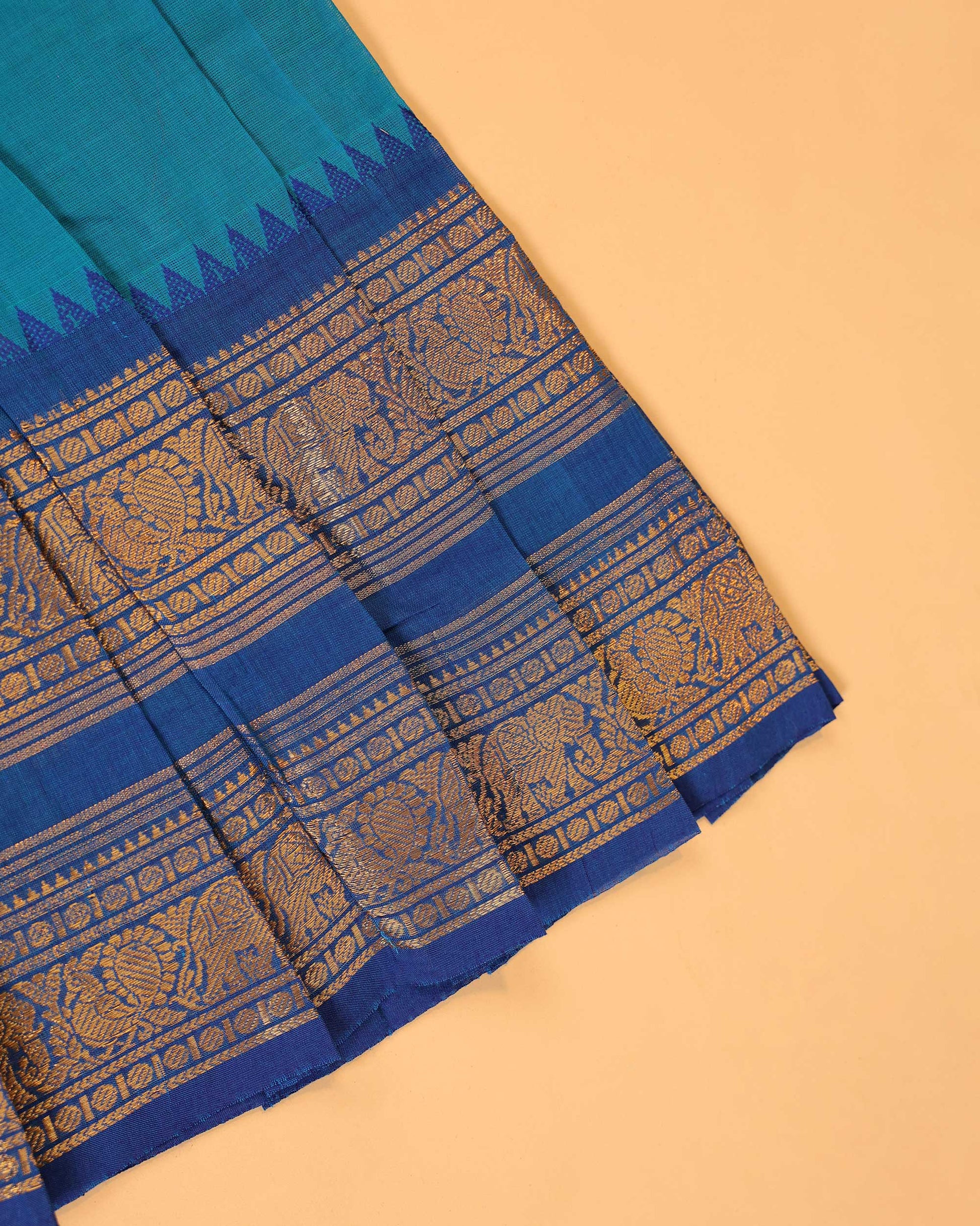 Classic Kids Pattu Pavadai Readymade a Traditional Ethnic Gown with Zari Border and Puff Sleeves, Blue