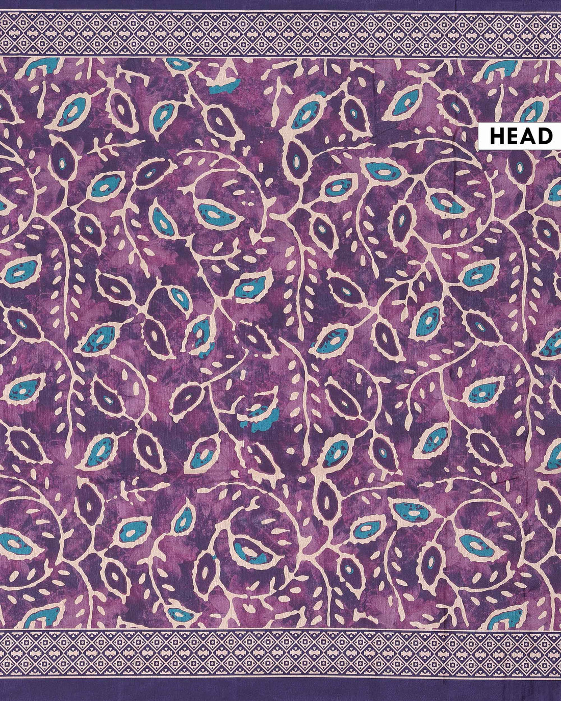 Elegant Semi Tussar Saree with Artistic Leaf Vine Print and Intricately Woven Geometric Border - Purple