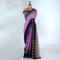 Lavender Mangalagiri Cotton Saree With Dark Purple Zari Border And Woven Pallu - Full View
