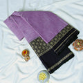 Mangalagiri Cotton Saree Lavender With  Dark Purple Zari Border And Traditional Woven Patterns