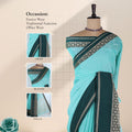 Mangalagiri Cotton Saree With  Teal Zari Border Designer Pallu And Running Blouse Piece For Festive And Office Wear