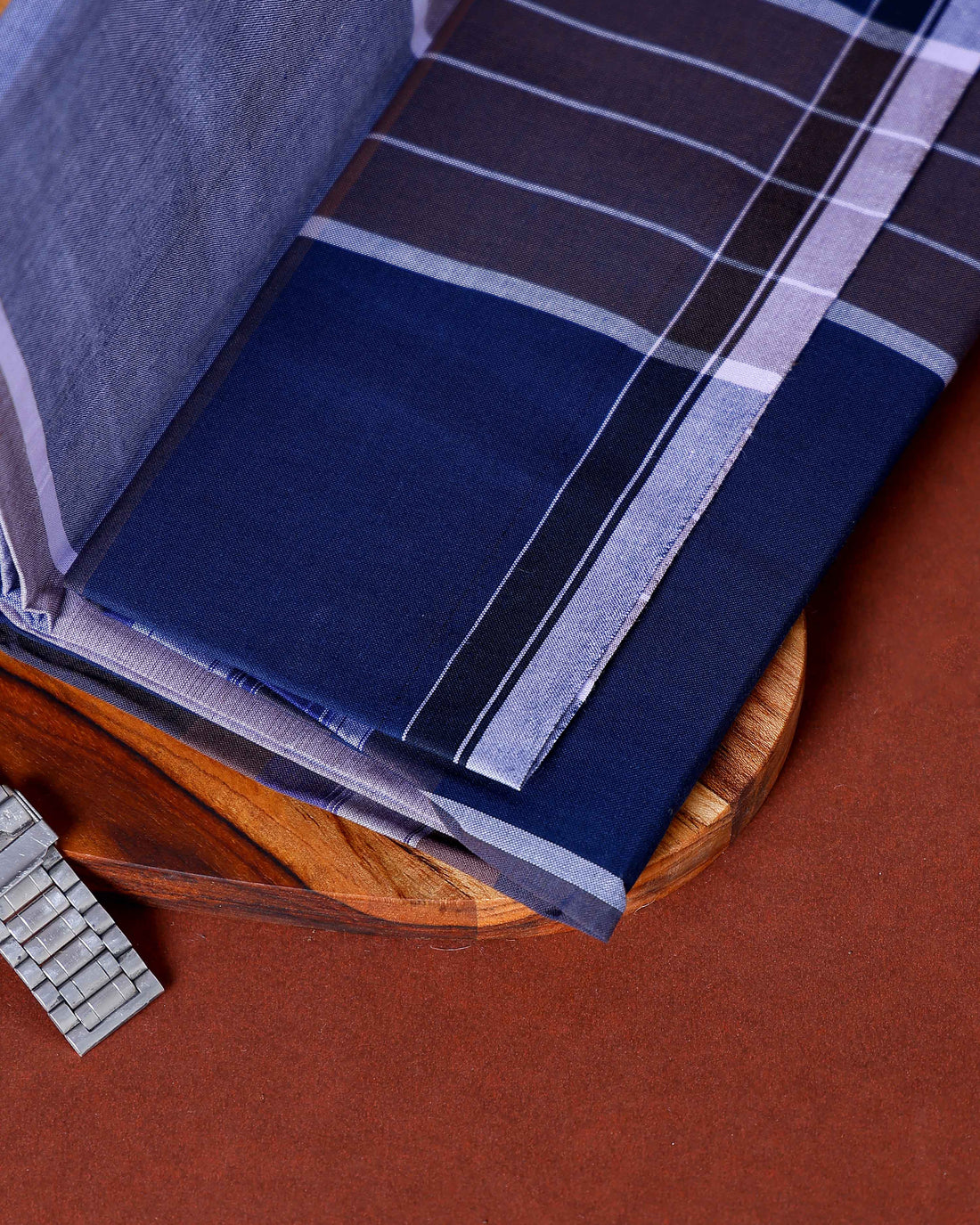 Kibs Brand Men's Premium Cotton Striped Lungi Stitched - Blue