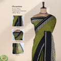 Mangalagiri Cotton Saree With  Black Zari Border Designer Pallu And Running Blouse Piece For Festive And Office Wear