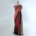 Peach Mangalagiri Cotton Saree With Maroon Zari Border And Woven Pallu - Full View
