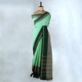 Pista Green Mangalagiri Cotton Saree With Dark Green Zari Border And Woven Pallu - Full View
