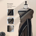 Mangalagiri Cotton Saree With  Black Zari Border Designer Pallu And Running Blouse Piece For Festive And Office Wear
