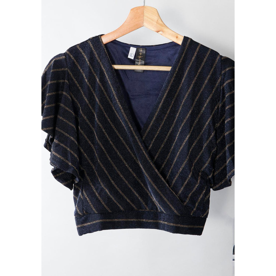 Women's Navy Blue Colour Gold Line Crop Top With Palazzo Pant