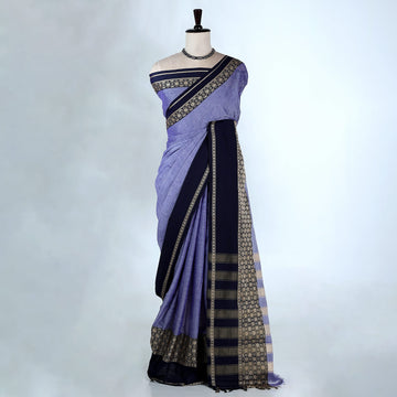Grey Mangalagiri Cotton Saree for Women | Festive Summer Collection | Jeyachandran - Full View