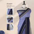 Mangalagiri Cotton Saree With  Navy Blue Zari Border Designer Pallu And Running Blouse Piece For Festive And Office Wear