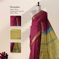 Banana Pith Saree in Red with Yellow Pallu and Intricate Gold Zari Border