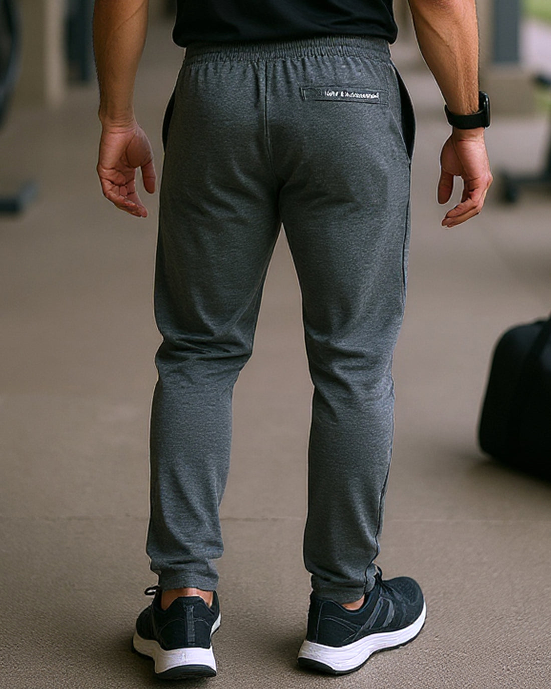 Men’s Jogger-Style Track Pant with Ribbed Cuffs and Adjustable Drawstring - Grey