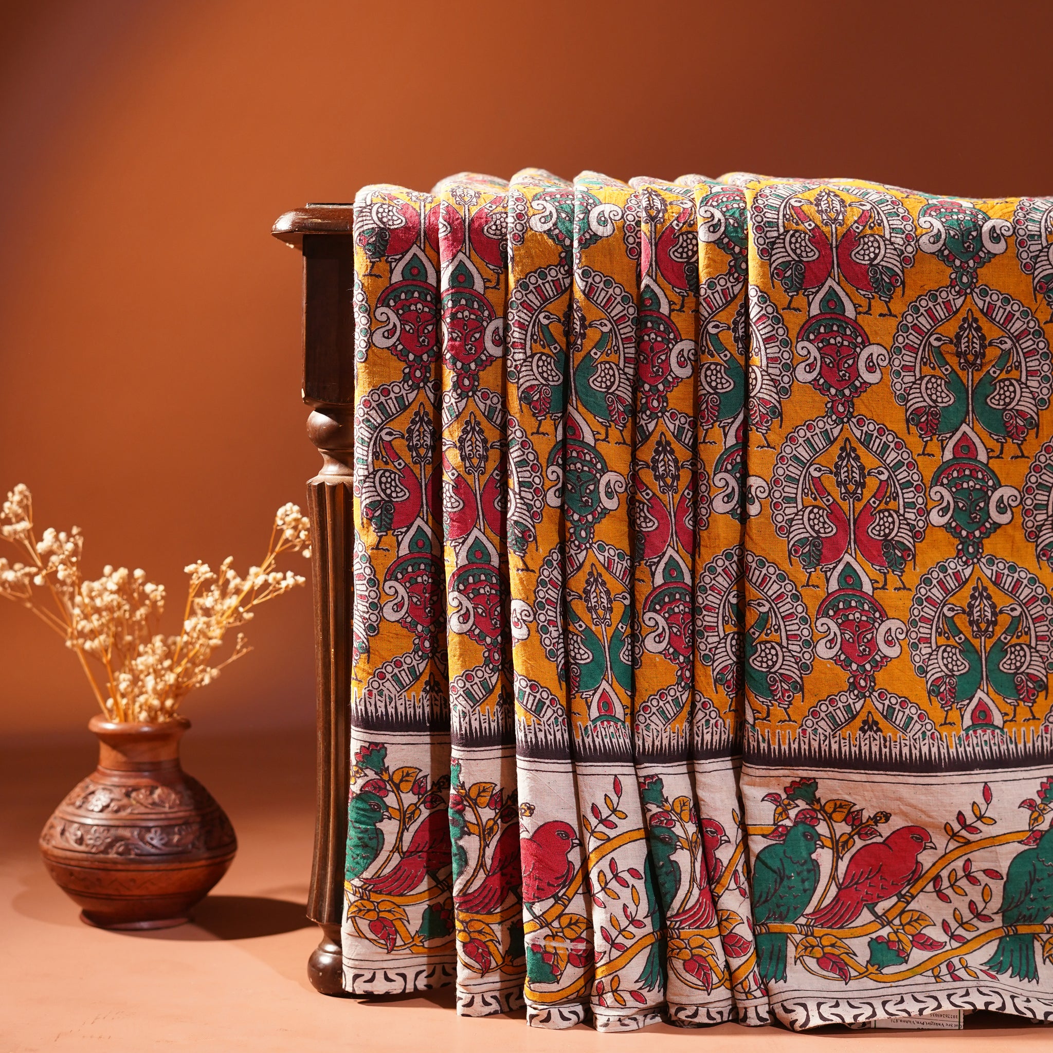 Cotton Kalamkari Printed Saree - Yellow
