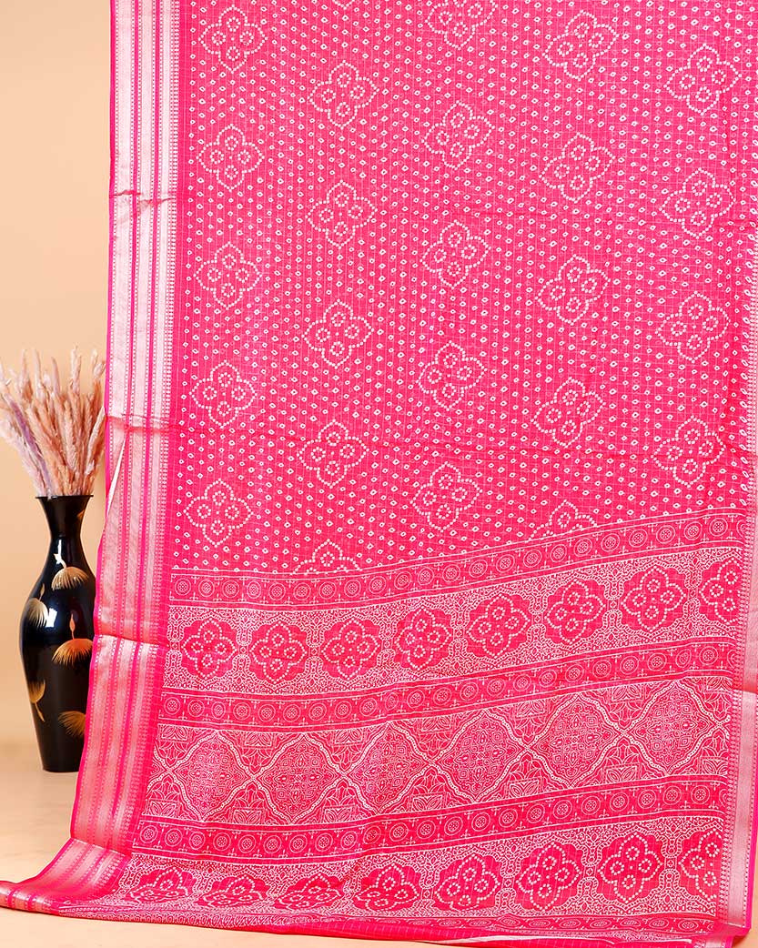 Elegant Dola Silk Saree with Bandhani Print Saree - Magenta