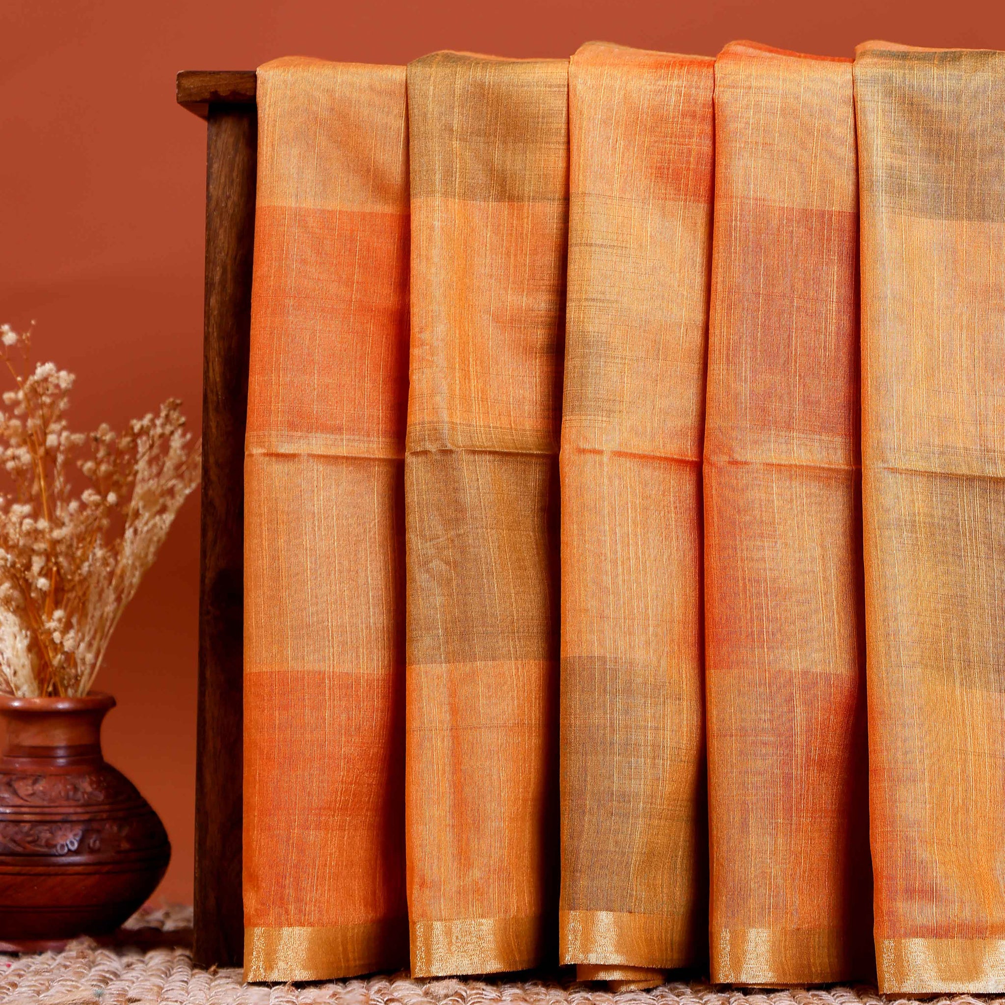 Graceful Semi Silk Saree with Subtle Sheen and Rich Pallu Detail - Orange