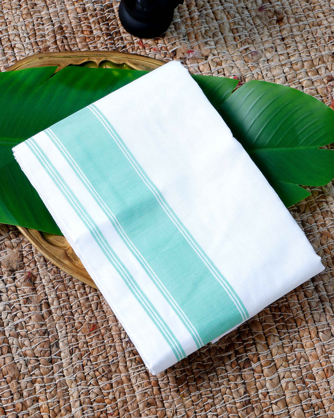 Men’s Cotton Dhoti with Multi Colour Border - White
