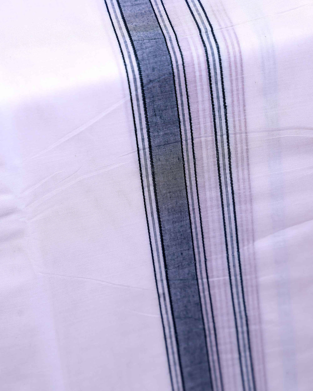 Men’s Traditional Handloom 10*6 Meter Cotton Dhoti with Multi Border - White