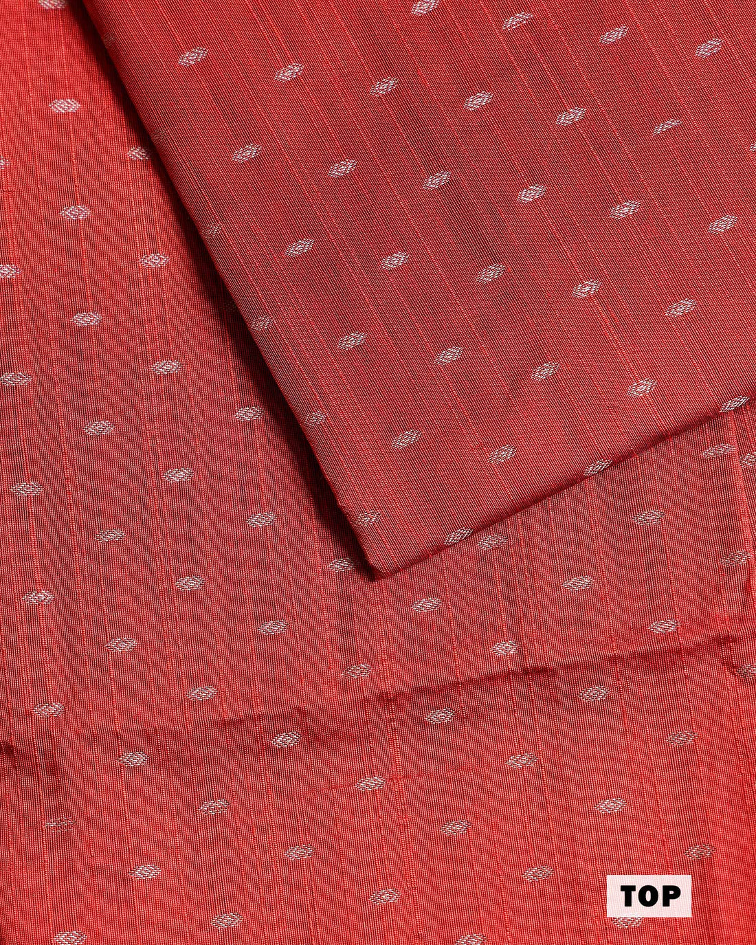 Women’s Unstitched Salwar Suit Dress Material Set with Woven Butta Top 2.5 Mtr, Solid Pant 2 Mtr & Printed Dupatta 2.25 Mtr - Red