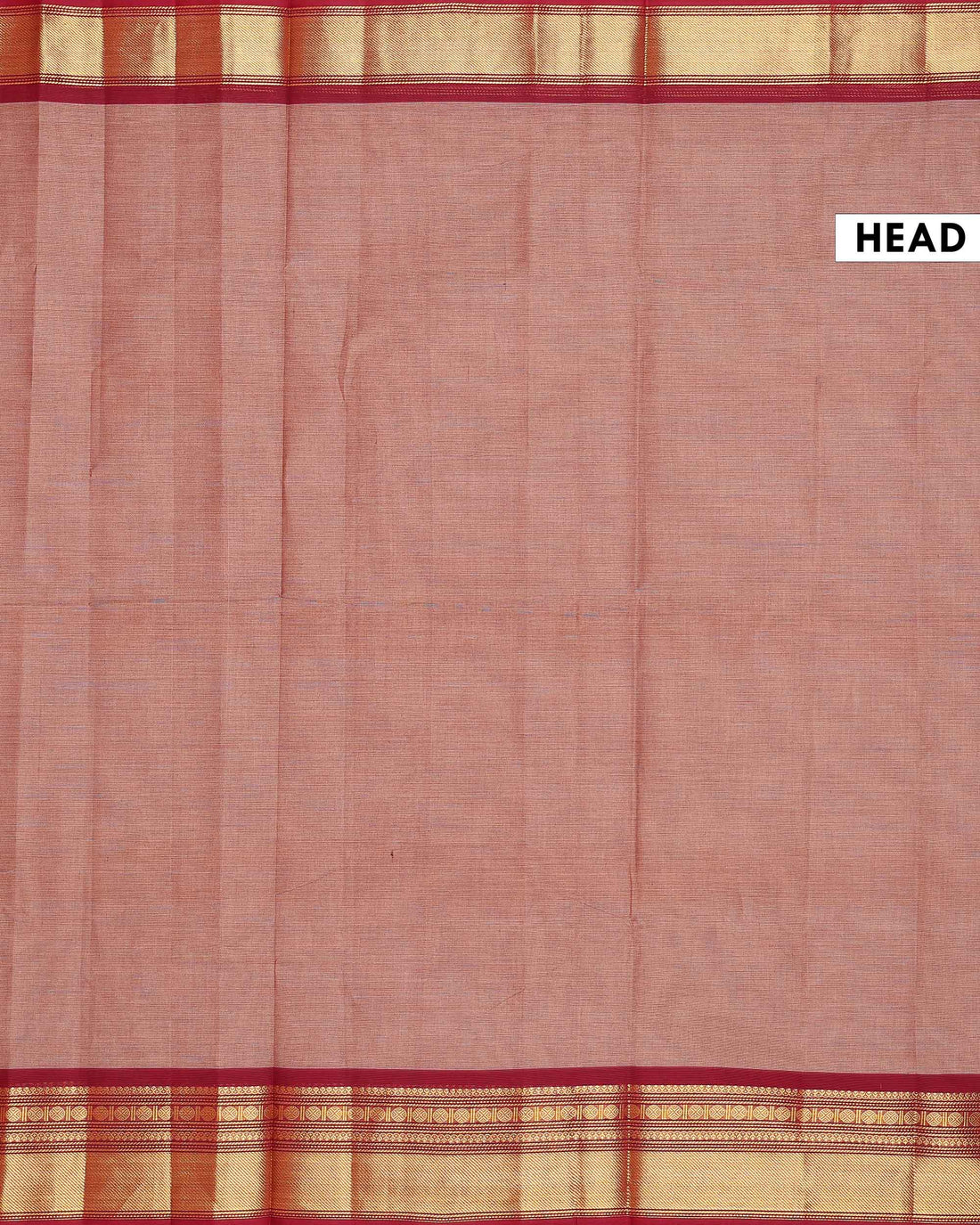 Traditional Chettinad Cotton Saree with Elegant Zari Border Plain Body Weave - Reddish Brown