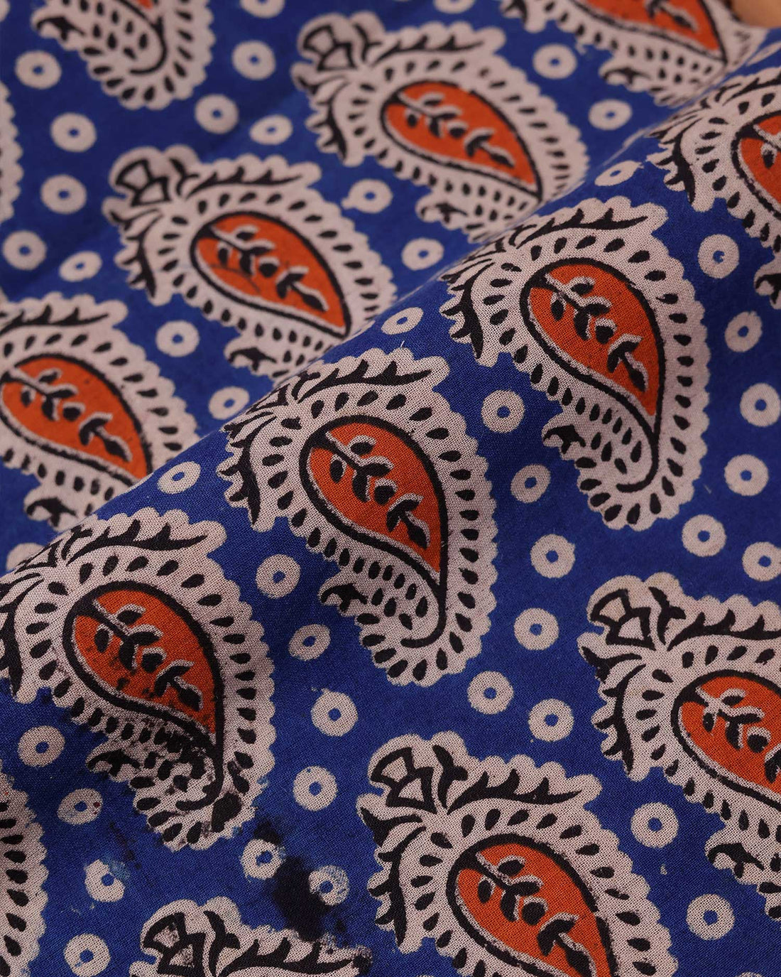 Traditional Women’s 1 Meter Blouse Material with Ethnic Paisley Inspired Print - Blue