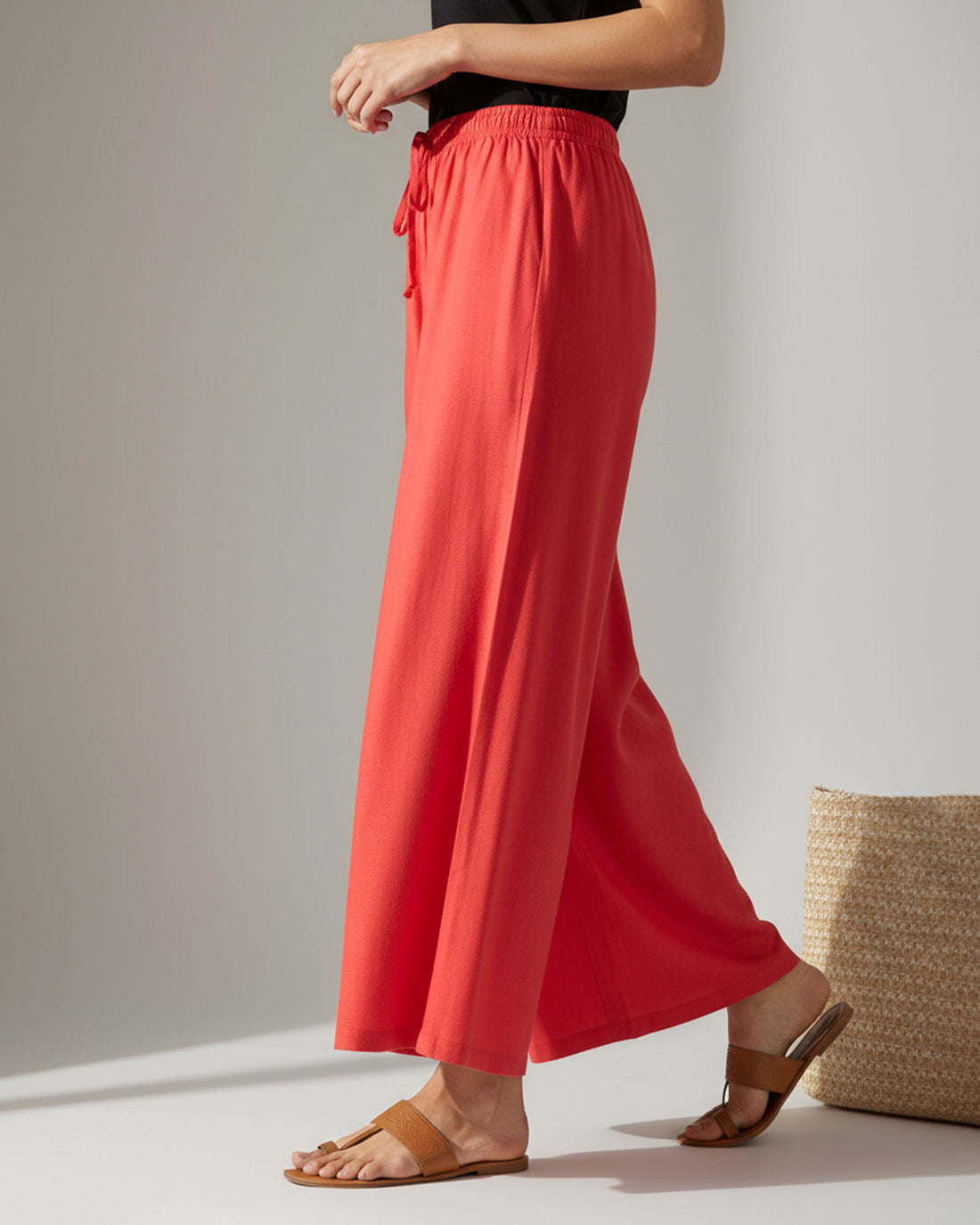 Elegant High-Waist Flared Palazzo Pant - Peach