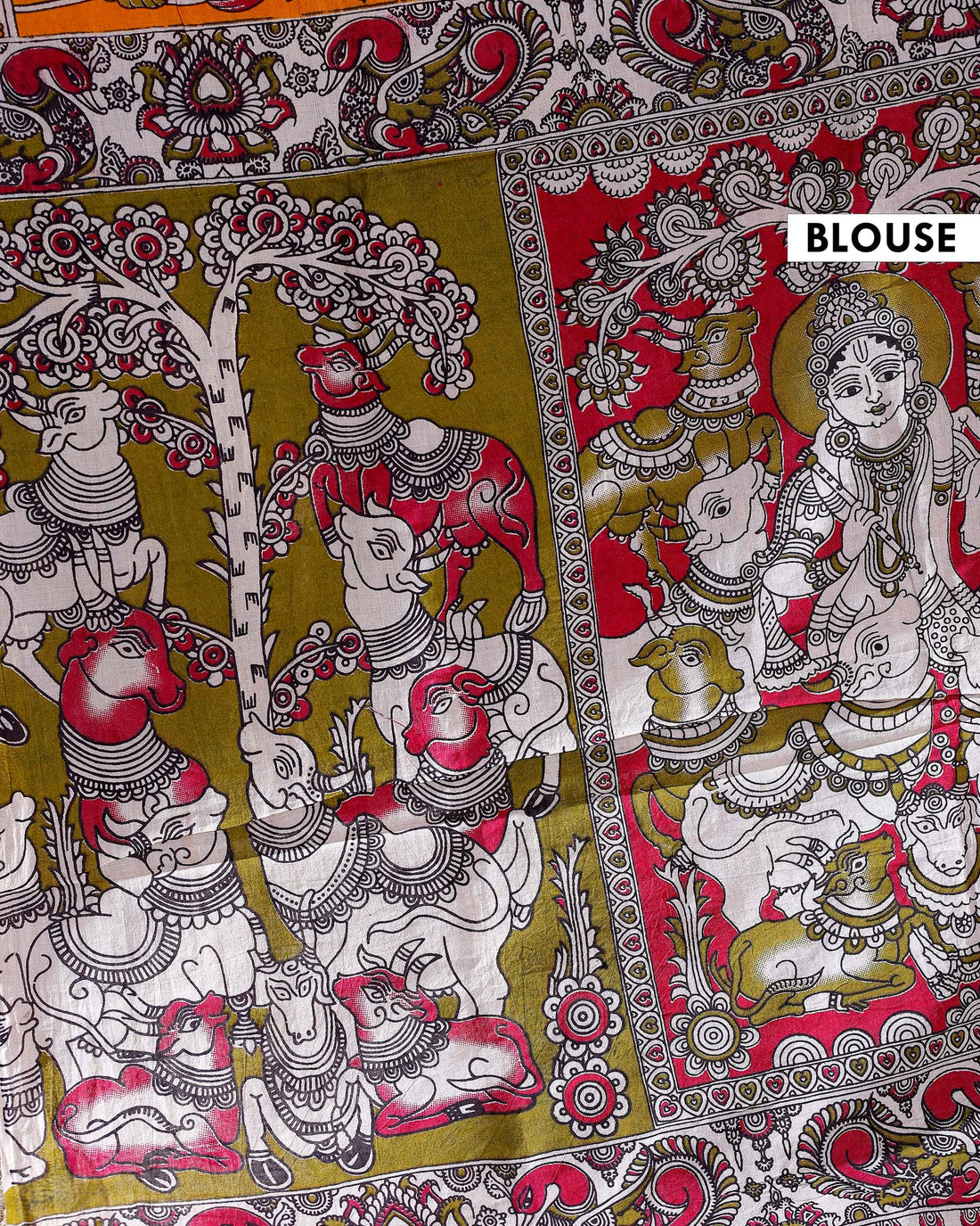 Traditional Handloom Kalamkari Cotton Saree with Intricate Floral and Avian Motifs - Yellow