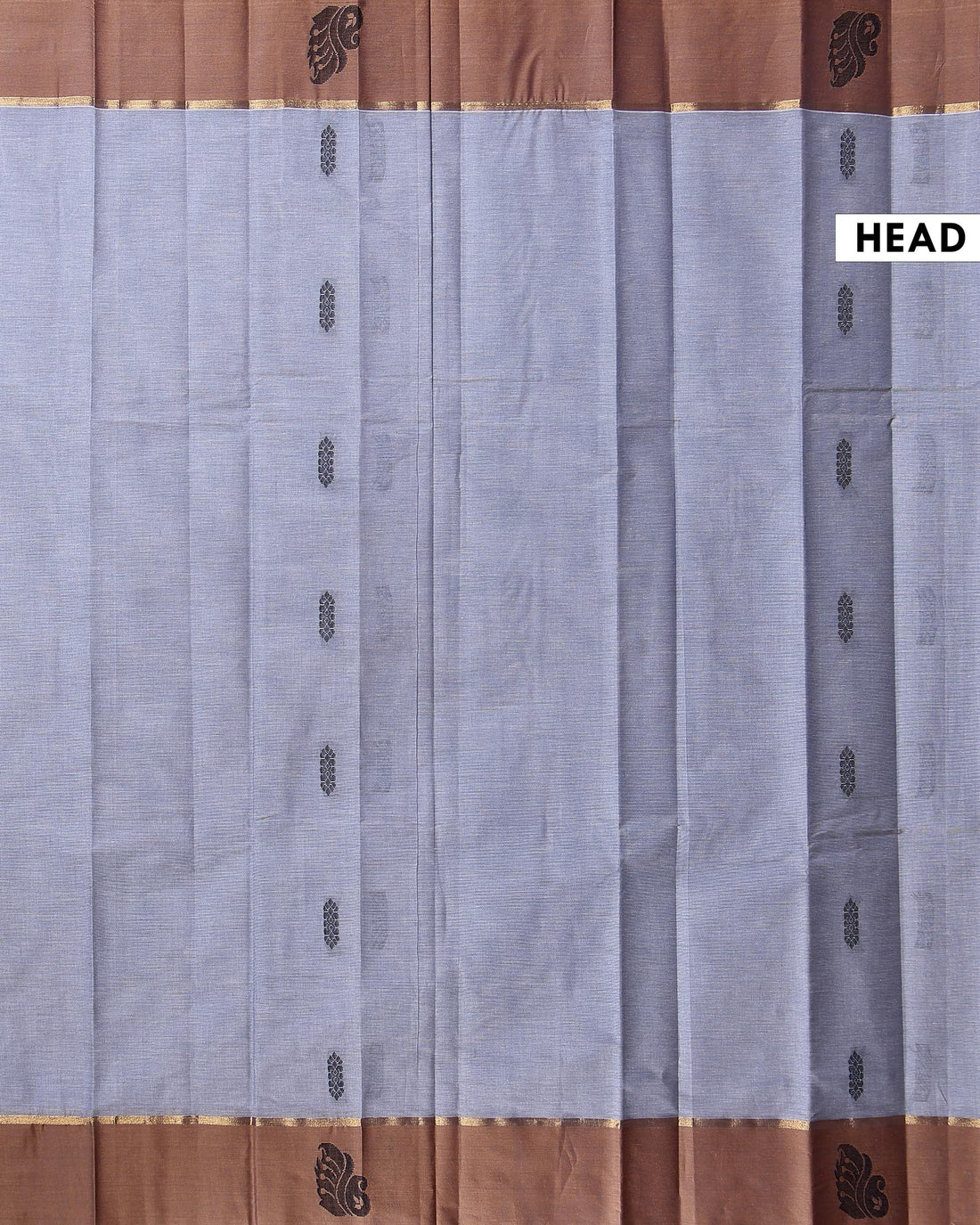 Elegant Kovai Cotton Saree with Fine Textured Weave and Floral Motif Border - Light Grey