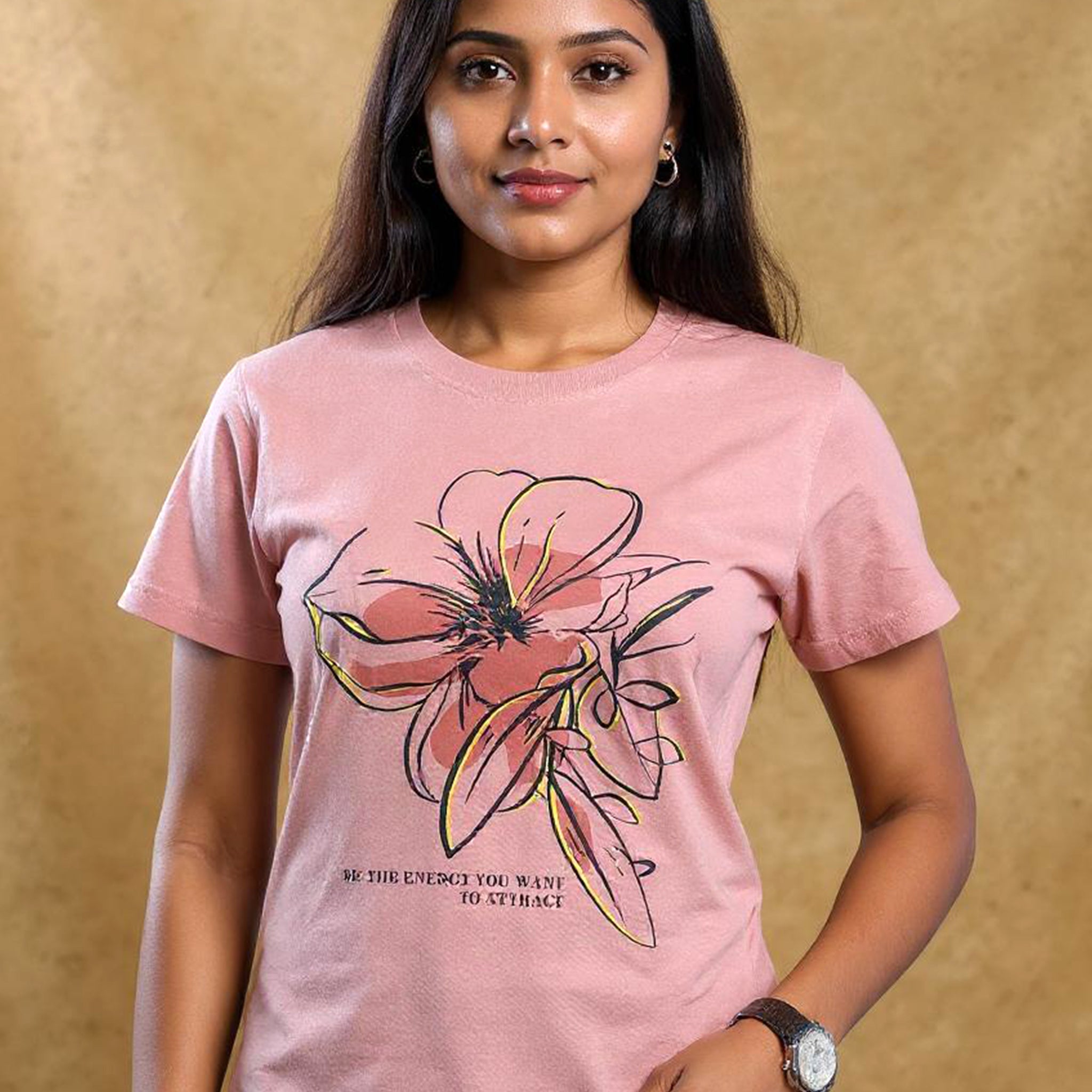 Women's  Floral Graphic T-Shirt - Pink