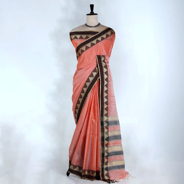 Peach Mangalagiri Cotton Saree for Women | Festive Summer Collection | Jeyachandran - Full View