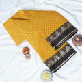 Mangalagiri Cotton Saree a Striped Weave Pattern Traditional Temple Border and Black Contrasting Pallu