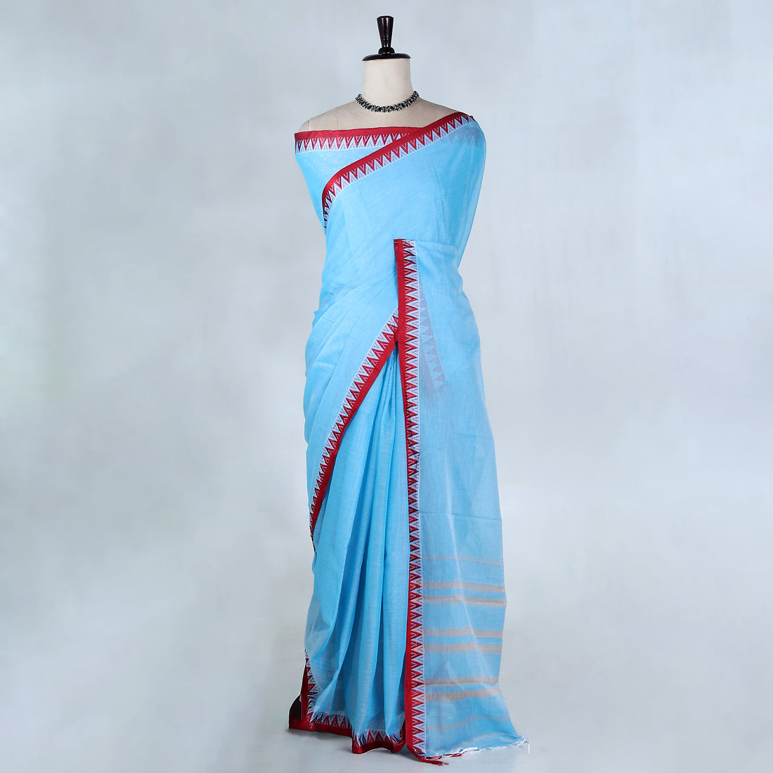 Aqua Blue Mangalagiri Cotton Saree for Women | Festive Summer Collection | Jeyachandran - Full View