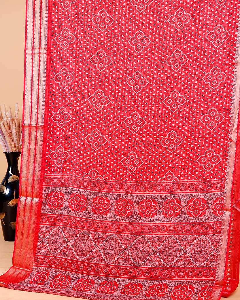 Elegant Dola Silk Saree with Bandhani Print Saree - Red