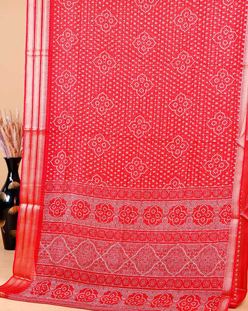 Elegant Dola Silk Saree with Bandhani Print Saree - Red