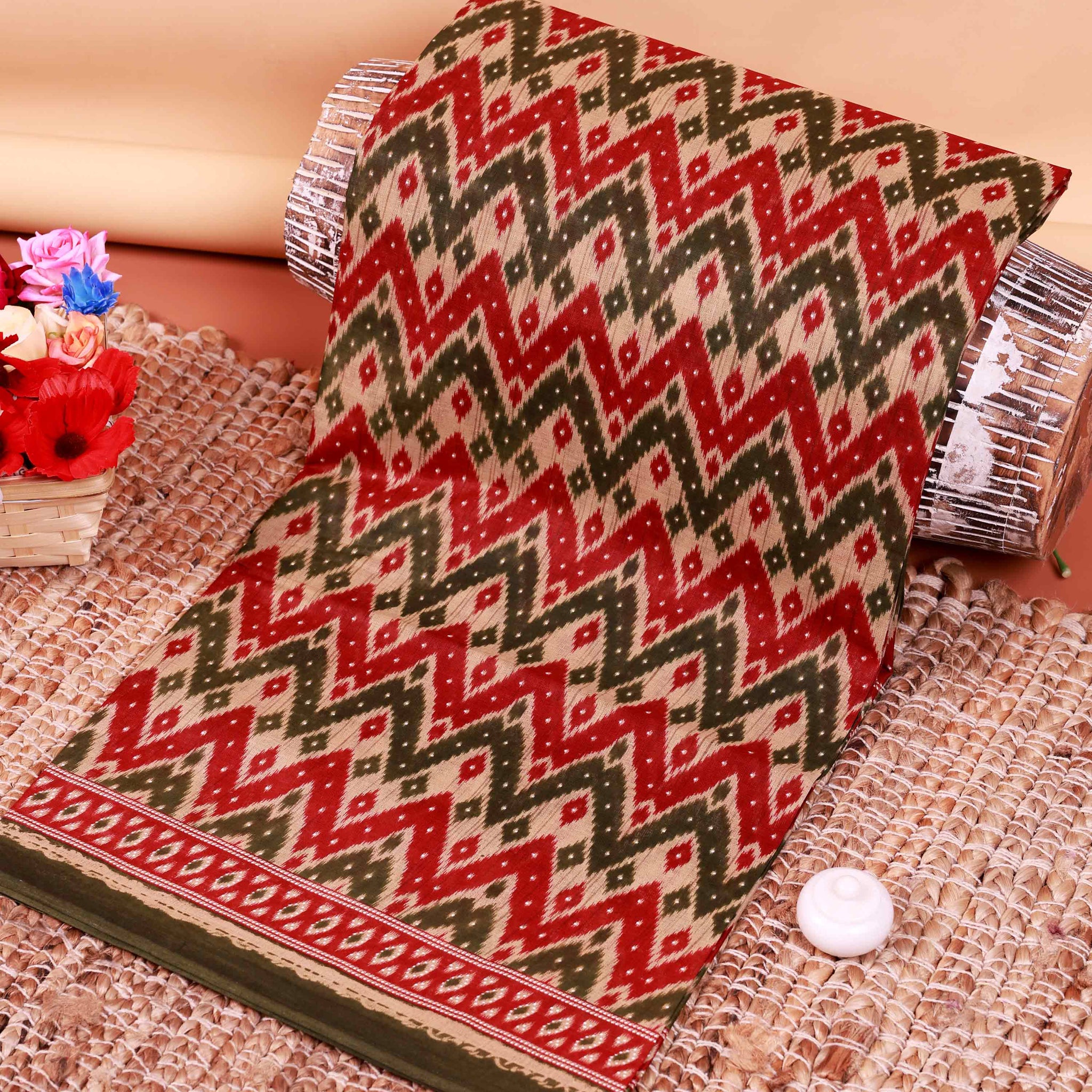 All-Over Floral Printed Voile Saree with Intricate Contrast Border – Multi