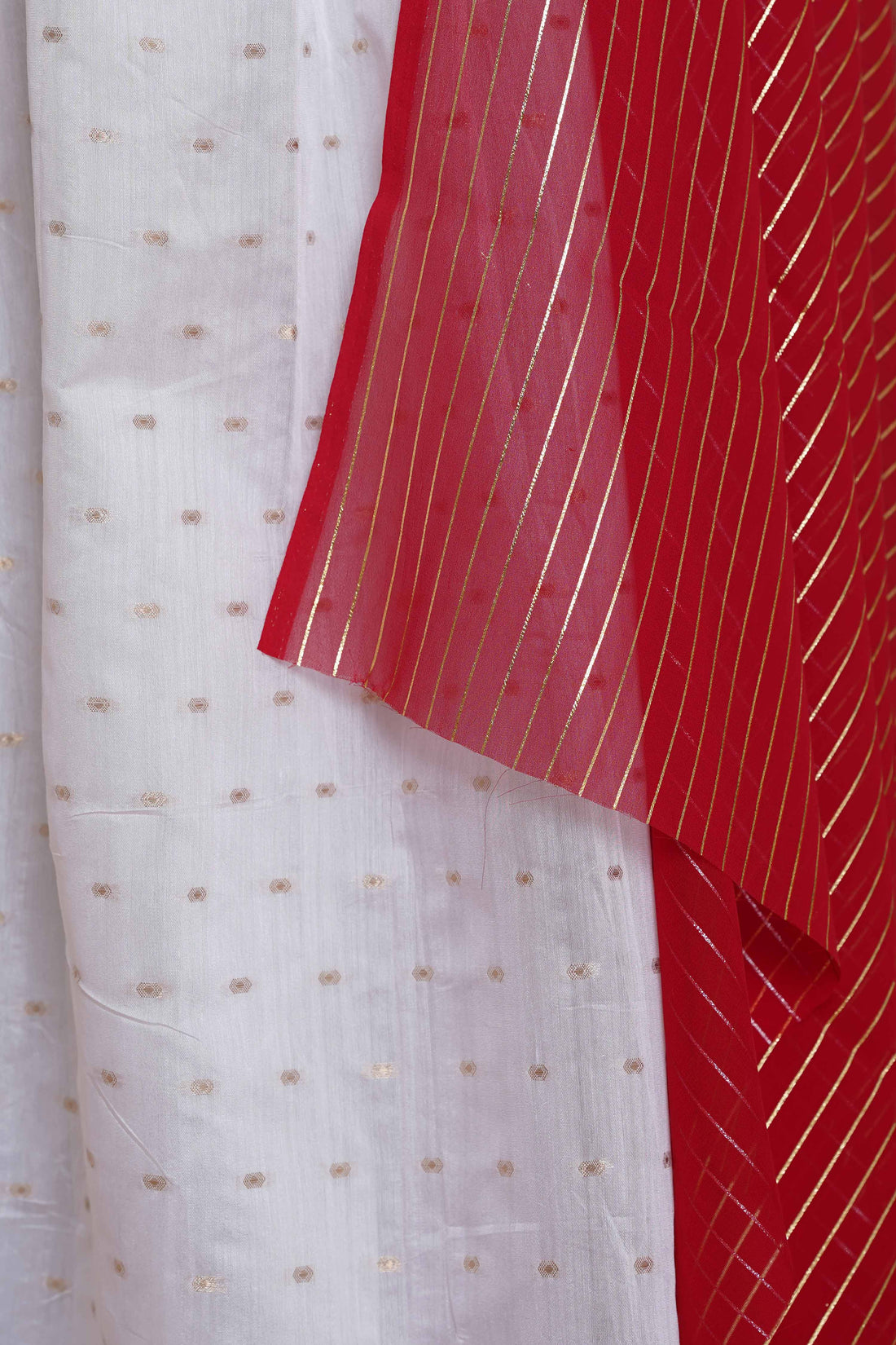 Modern Semi Stitched Half Saree Lehenga Material with Intricate Embellishments - Red