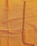 Elegant Hand-Embroidered Blouse Material with Aari Work - Yellow