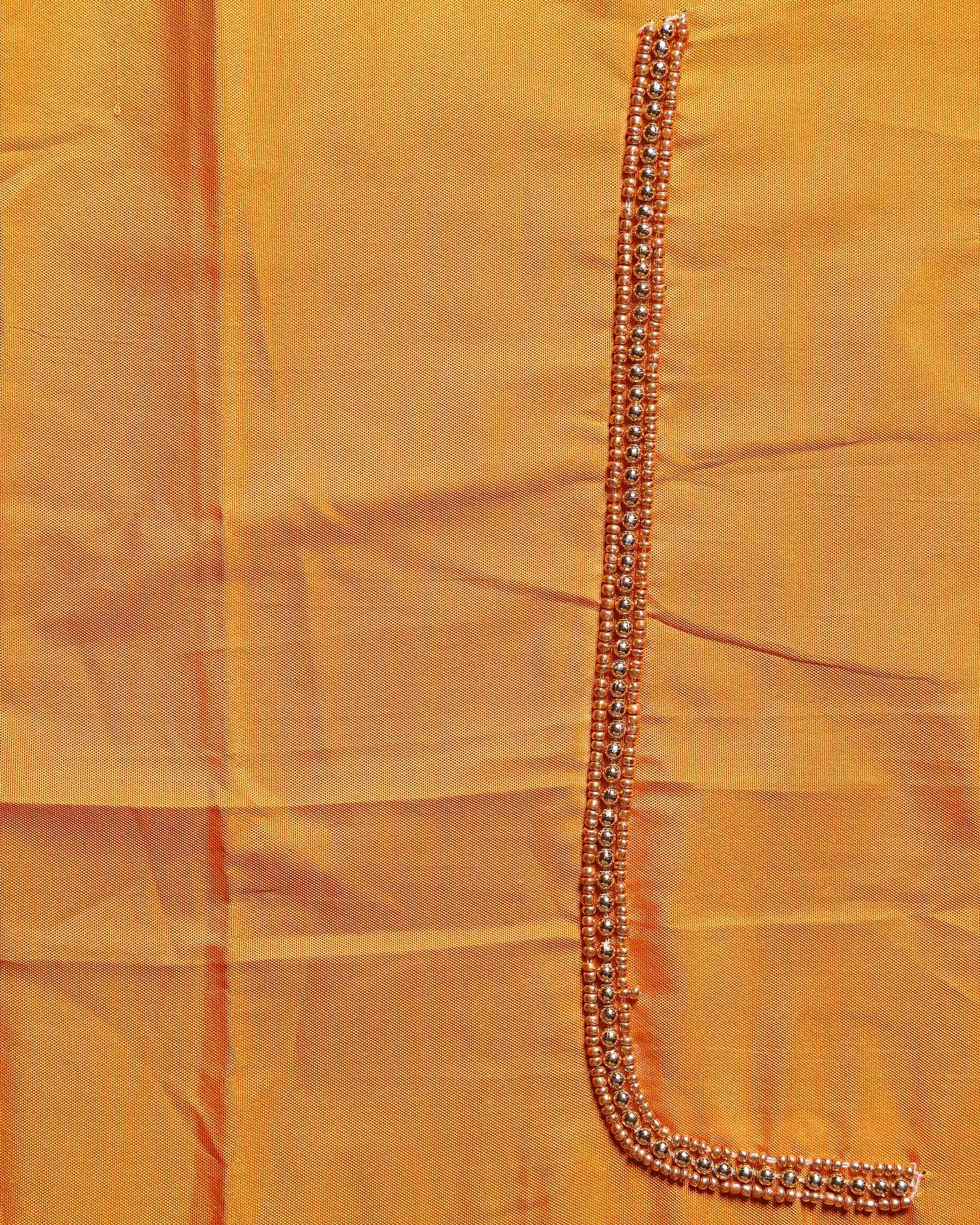 Elegant Hand-Embroidered Blouse Material with Aari Work - Yellow