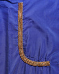  Blouse Material with Aari Work - Blue-Close