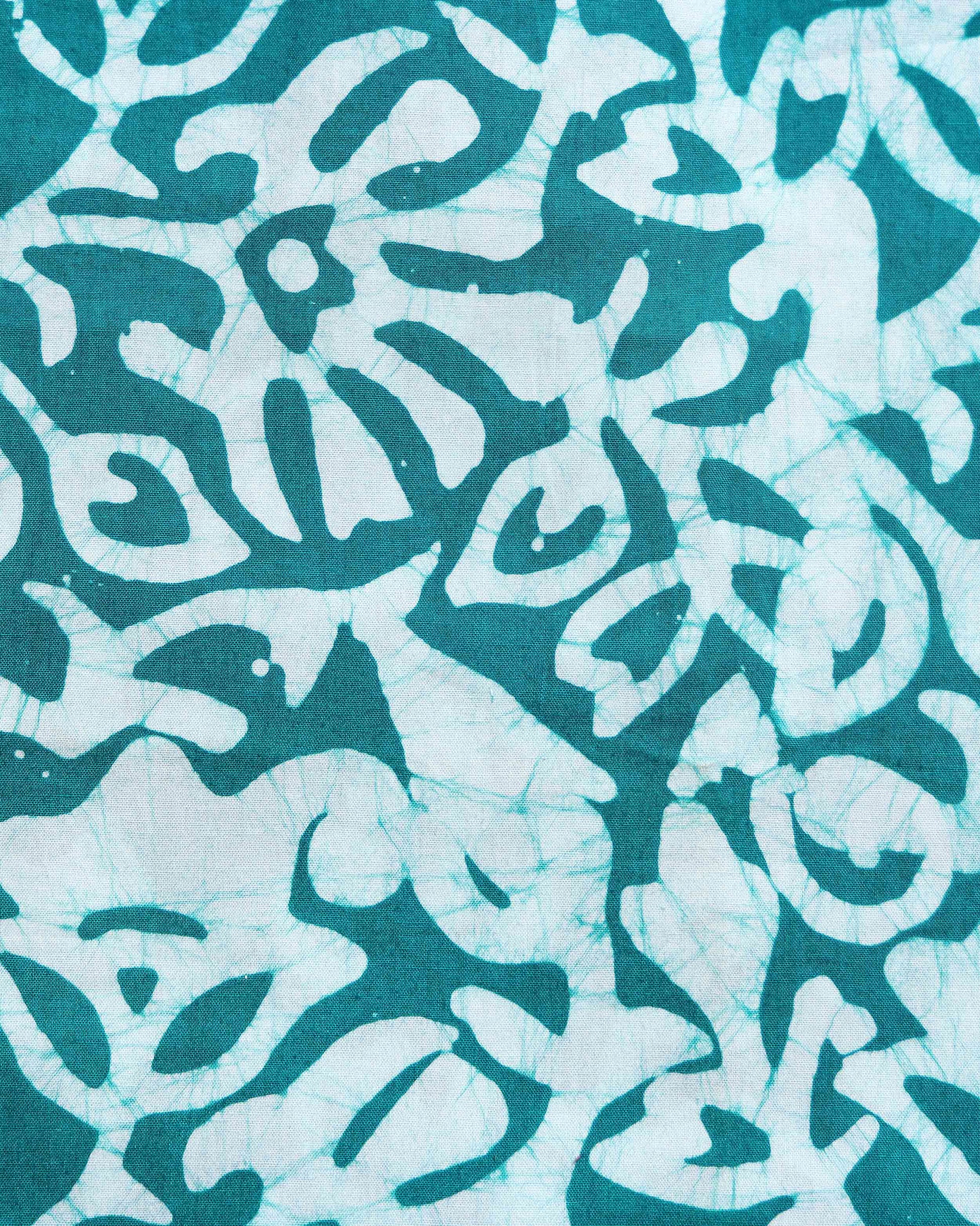 Traditional Abstract Batik Printed Cotton 1 Meter Blouse Material for Women - Teal