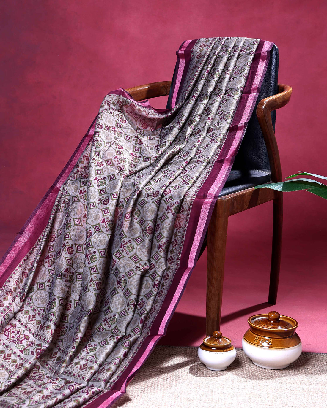 Artistic Semi Chanderi Saree with Floral Buti Pattern and Elegant Border Finish - Multi