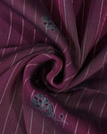 Authentic Dola Silk Saree with Floral Butta Motifs and Classic Stripe Design - Purple-Close Up