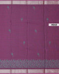 Authentic Dola Silk Saree with Floral Butta Motifs and Classic Stripe Design - Purple-Head