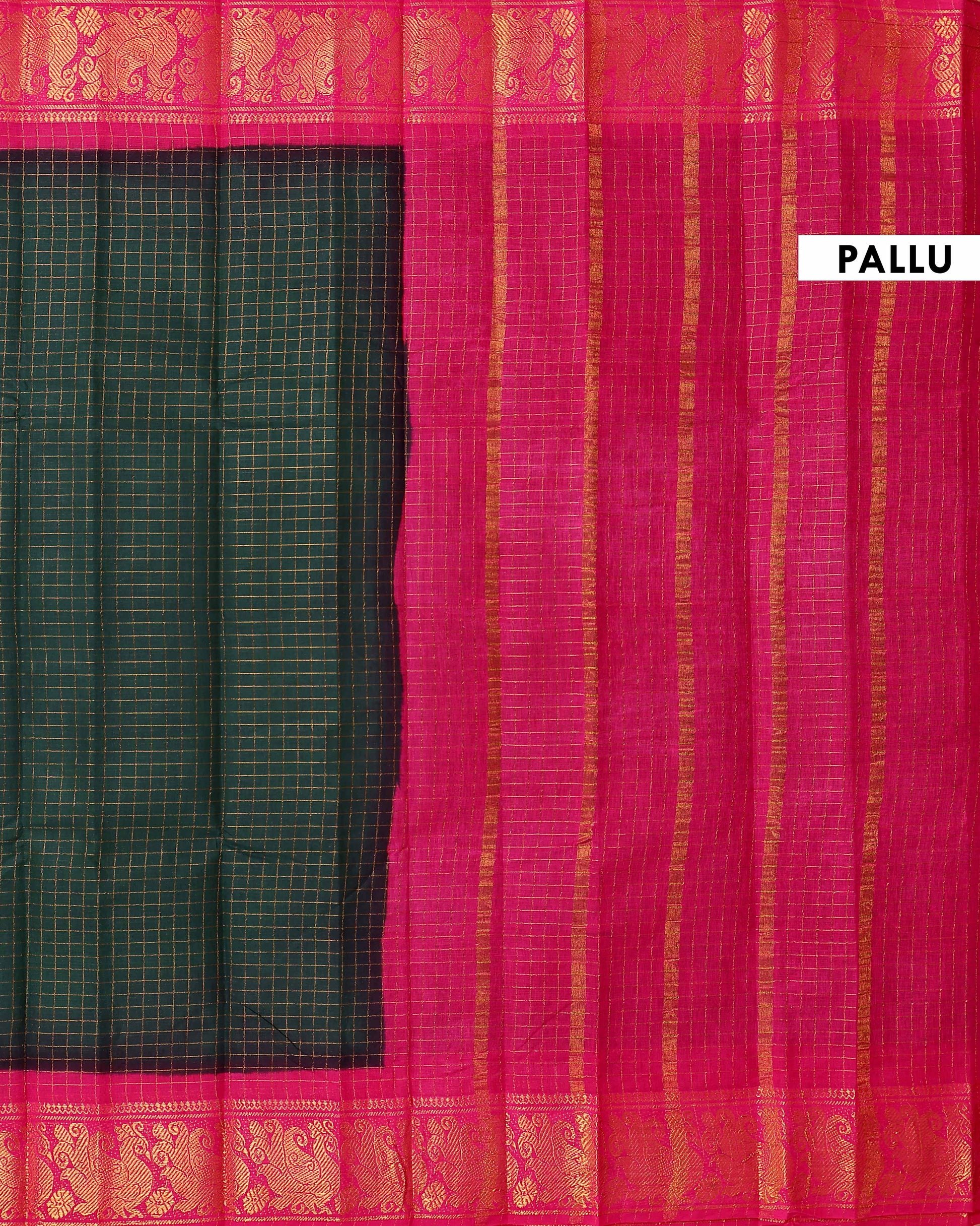 Authentic Handcrafted Sungudi Cotton Saree with Ornate Zari Work and Classic Check Weave - Green