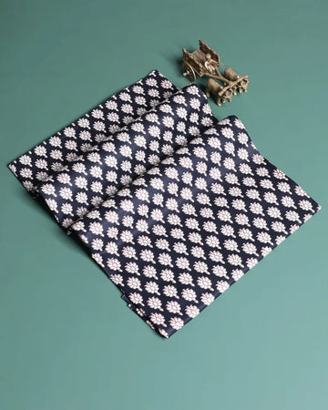 Women’s 1 Meter Blouse Material with All Over Floral Print Design - Navy Blue