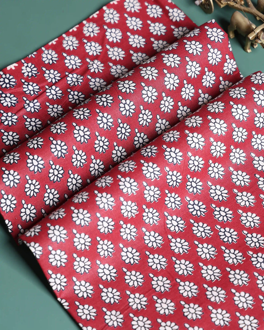 Women’s 1 Meter Blouse Material with All Over Floral Print Design - Red